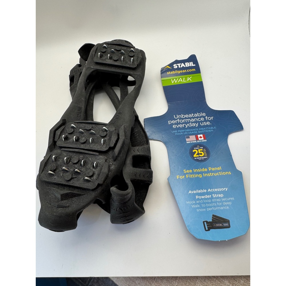 STABIL Walk Traction Cleats Ice Snow Shoe Grips Black Medium Made in USA